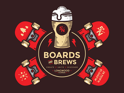 Board and Brews brand branding design graphic illustration logo streetrace vector vectorart