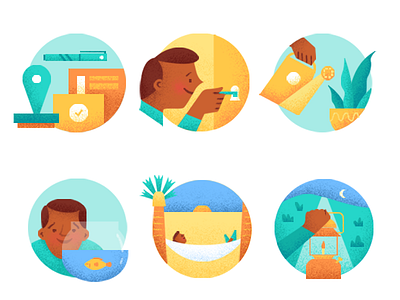 Illustrations for a new Gusto page design illustration