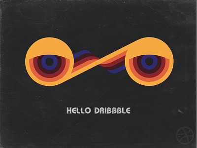 hello dribbble (debut shot) 70s debut eyes rainbow retro