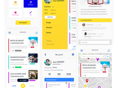 Mayder app - Screens 🍉 app app design application screens application ui art direction branding cards design iphone screens ui yellow