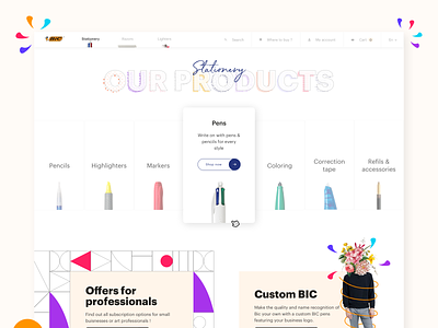 BIC - Stationery product page - Concept bic category e-comerce hover landing pen product product page ui