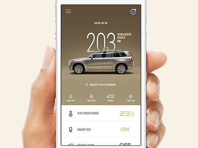 Volvo XC 90 Control Center for Smart Product(Champagne) automotive car control mobile smartphone ui ux volvo