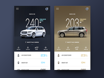 2 Color/Volvo XC 90 Control Center for Smart Product automotive car control mobile smartphone ui ux volvo