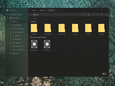 Windows File explorer Redesign app design file manager flat minimal ui web windows