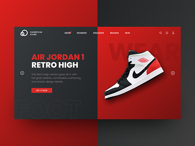 Footwear store Home page dark dark ui footwear design minimal modern typography ui ux web web design web shop web store web ui website