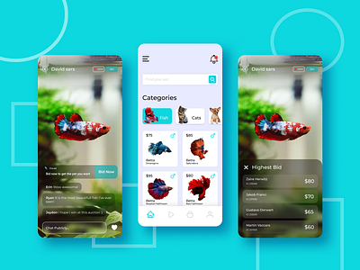 Pet Mobile Apps animals app apps design cats dogs fish live stream livestream minimal mobile app design mobile ui modern pets petshop ui ui ux design ui design ui mobile uiux ux
