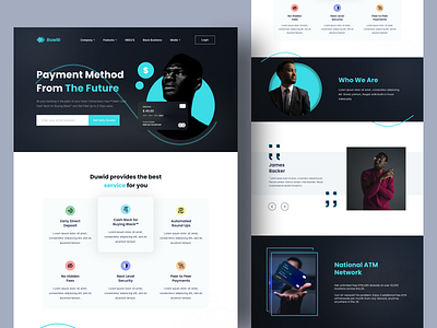 DuwiD - Payment Website bank card creditcard digital payment ewallet finance financial fintech landing page modern money onlinepayment payment payment method payment website save money ui uiux wallet web design