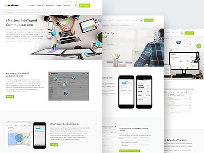 xMatters.com Product Page Hero's clean communication design graphic design hero ui web