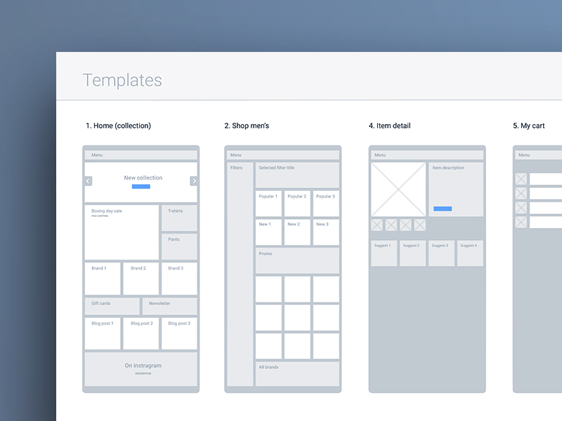 Wireframe templates by Marc-Antoine Roy on Dribbble