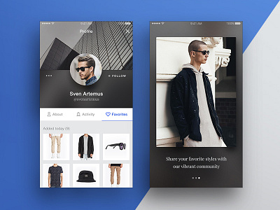 Mobile screens cards fashion mobile onboarding profile ui ux
