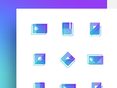 Couple of icons flat geometric gradient icon ios set ui