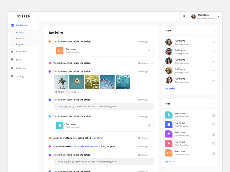 Dashboartd timeline team tasks dashboard