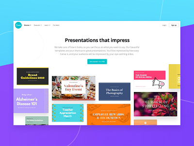 Presentations landing page