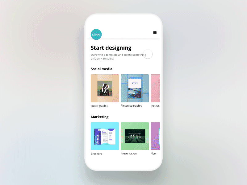 Design flow app blur cards framerx mobile