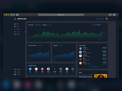 Crypto Dashboard with Animation 3d animation app branding dashboard design graphic design illustration logo motion graphics protopie site ui vector xd