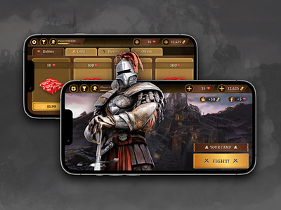 KingBattle Game UI/UX Concept 3d animation app branding design game game ui graphic design illustration ios knight middle ages mobile game mobilegame motion graphics smoke ui uiux ux сoncept