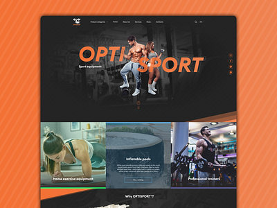OptiSport Online Shop 3d animation app branding dark theme design graphic design gym illustration landing page logo motion graphics online store orange sport ui ui ux ukraine vector website