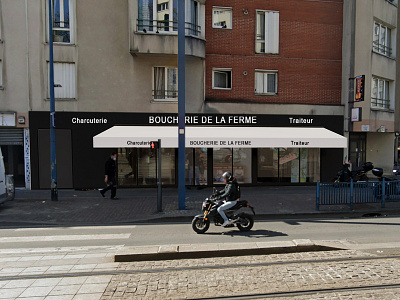 Boucherie de la ferme 3d 3dmodeling architecture architecture design architecture facade boucherie armand mohamadi boucherie design facade boucherie facade design jouyoffice lumion minimal paris paris boucherie rendering