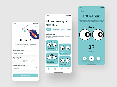 Eyes workout app concept app design eyes health app illustration ui ux workout