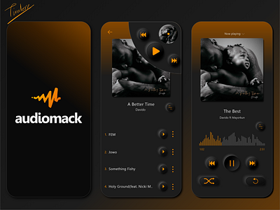 A neumorphic take on the Audiomack UI. app design ui design ux