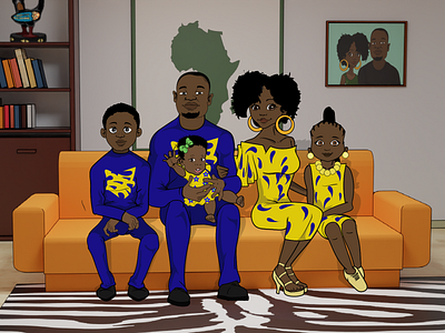 African Family 2d 2d character 2danimation characterdesign children book illustration childrens illustration family family portrait illustration vector