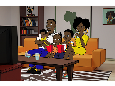 Watching TV 2d 2danimation characterdesign children book illustration childrens illustration family family portrait haus illustration tv vector