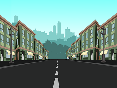 Street Front 2d 2danimation background city background houses illustration main street street town