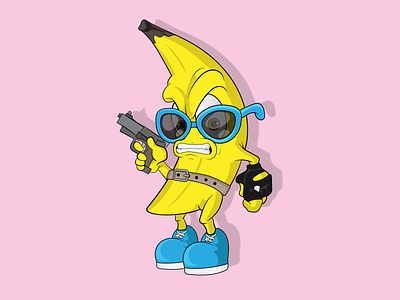 Banana 2d character 2danimation angry banana characterdesign children book illustration comic fruit fun funny gang gangster illustration mafia vector yellow