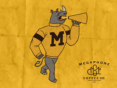 Megaphone Coffee Rhino Design art design drawing graphic design illustration