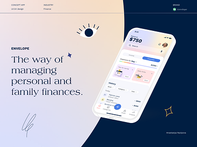Envelope Hero app banking branding case study design finance fintech gradient illustration illustrations ui ux