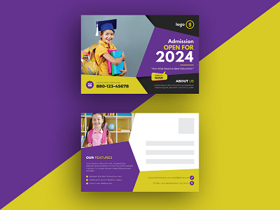 Junior school education admission eddm postcard design template