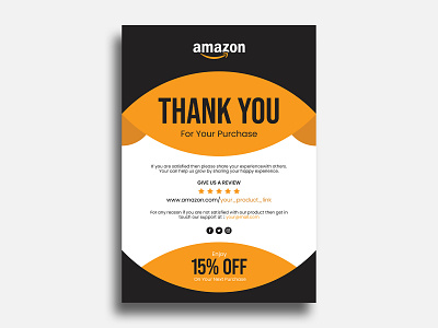 Amazon thank you card, product insert, package insert design