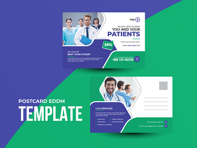 Medical, Dental  and healthcare postcard template