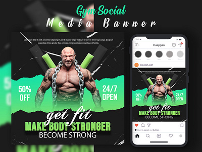 Gym Social Media Banner Design, Web Banner banner branding design facebook cover fitness fitness banner flyer design graphic design gym gym banner gym social media banner illustration instagram banner motion graphics social media banner web banner wordpress banner wordpress website