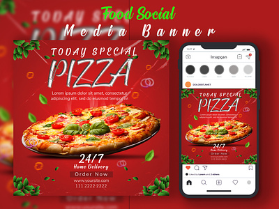 Pizza Social Media Banner Design , Web Banner, Instagram Banner