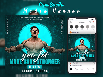 Fitness Social Media Banner Design, Web banner, Workout Banner