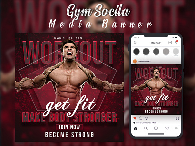 Fitness Social Media Banner,  Web banner, Workout Banner Design