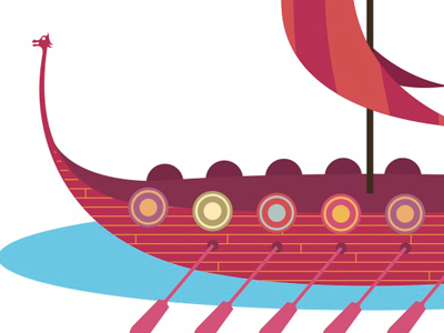 Viking ship color illustration progeny