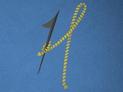 H is for Harpoon alphabet character h harpoon hook illustration rope shadow texture