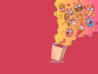 Fast food illustration art animation art artify artifyplanet branding cartoon cartoon illustration chicken design frites illustration illustration art juice otacos pizza