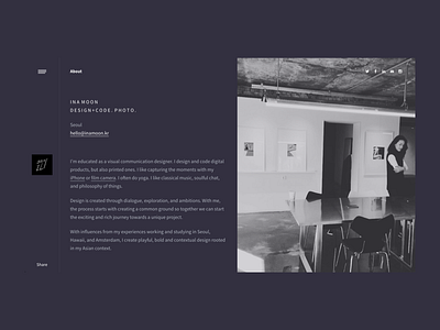 Portfolio about page about interface minimal portfolio ui ux web