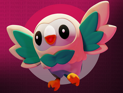 Stylized Rowlet Pokemon 3d anime art character character modeling design digital pokemon rowlet sculpting stylized