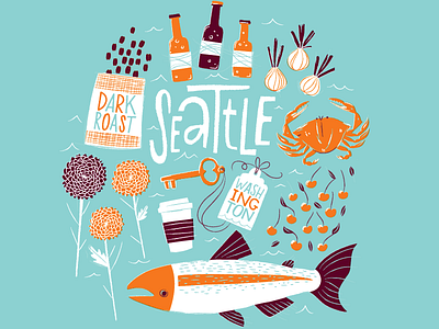 seattle market food illustration travel