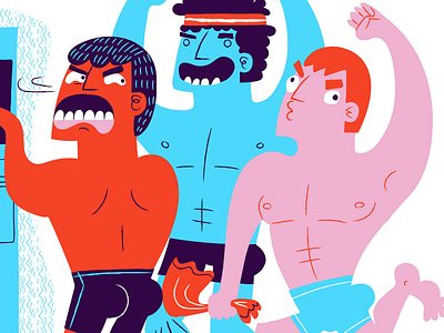 towel smack book gym illustration narrative people