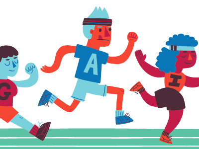 race to the finish cartoon illustration jogging people running