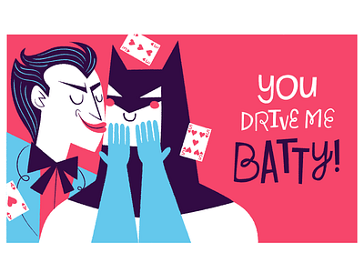 2015 Valentine's Cards! batman batty card comic books dc e card illustration joker love valentine valentines day