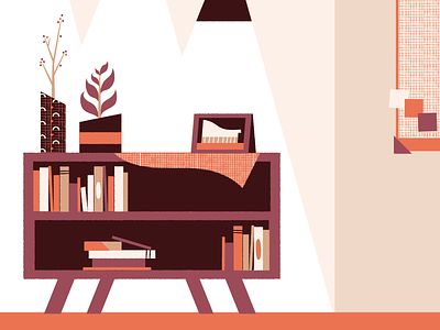 bookshelf books bookshelf brown illustration office orange shelf tonal