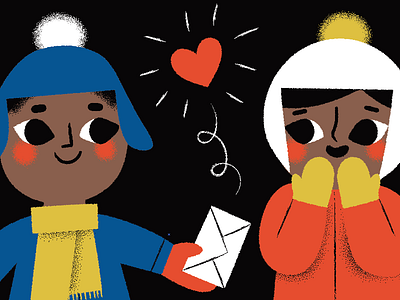 letter writing day (detail) characters colors cute illustration letter love mail people winter