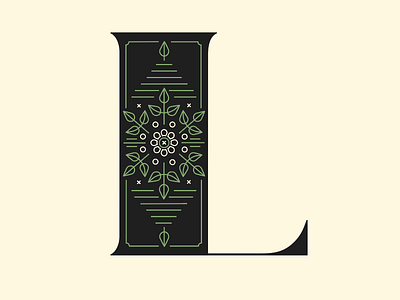 leafy L alphabet decorative drop cap l leaf line ornate type typography
