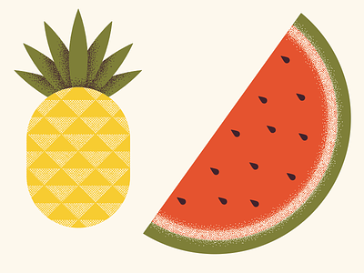 watermelon + pineapple food fresh fruit illustration picnic pineapple summer watermelon